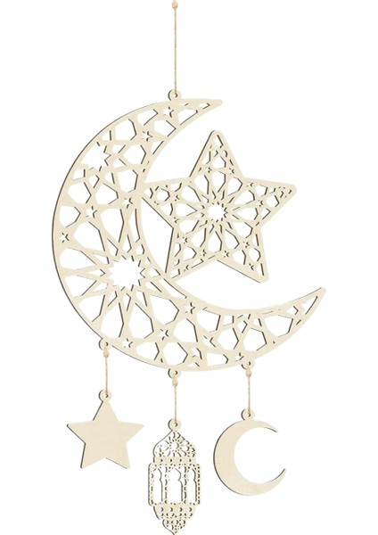 Ay Dekorasyon Asılı Kapı Tabelası Işareti Içi Boş Ay Yıldız Ahşap Duvar Dekoru Asılı Ev Dekorasyonu (Yurt Dışından)