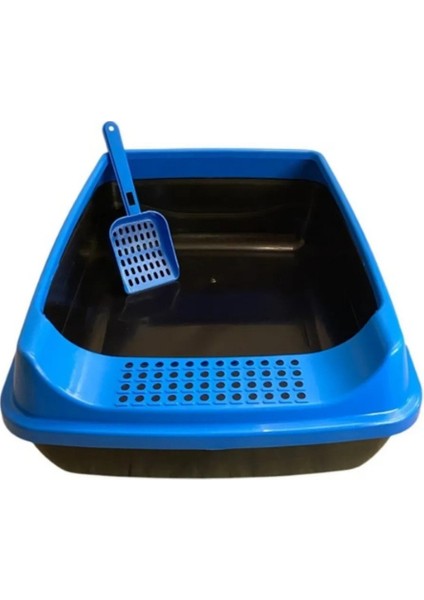 Chitto Elekli Açık Kedi Tuvaleti - Mavi ** (Kürek Hediyeli)
