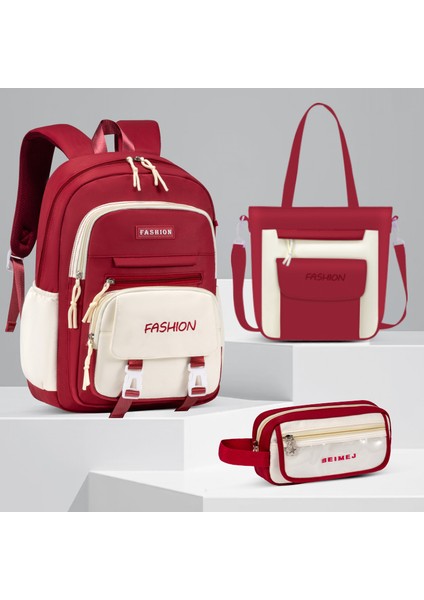 Basit Omuz Çantası Ilkokul Öğrencileri Kız Düz Renk Eğlence Büyük Kapasiteli Çocuk Okul Çantası Genç Lise Öğrencileri (Yurt Dışından)