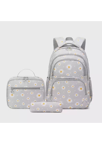 Ilköğretim Öğrencileri Krizantem Üç Parçalı Okul Çantası Büyük Kapasiteli Su Geçirmez Omuz Küçük Papatya Omuz Çantası (Yurt Dışından)