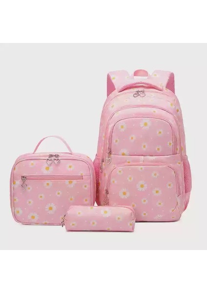 Ilköğretim Öğrencileri Krizantem Üç Parçalı Okul Çantası Büyük Kapasiteli Su Geçirmez Omuz Küçük Papatya Omuz Çantası (Yurt Dışından)