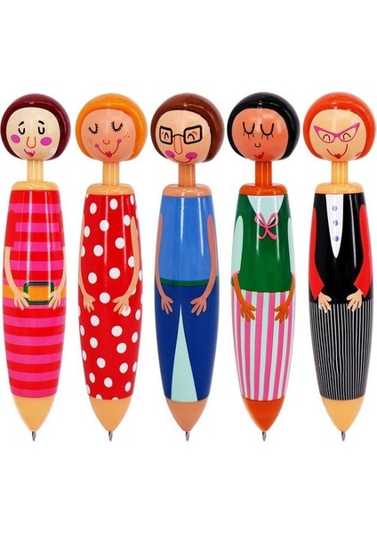 5 Parça Sevimli Yaratıcı Moda Tasarlanmış Karikatür Bebek Tükenmez Kalem Kırtasiye Ofis Malzemeleri (Yurt Dışından)