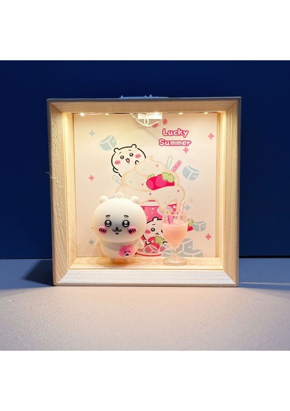Manfrotto Jiyi Kawaii Yemek Oyun Gece Lambası Çocuk Yatak Odası Uyku Işığı ile Ev Karikatür Dekoratif Ahşap Süsler Dekoratif (Yurt Dışından)