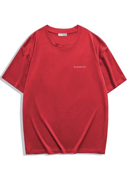 Unisex Oversize Basic T-Shirt Kırmızı
