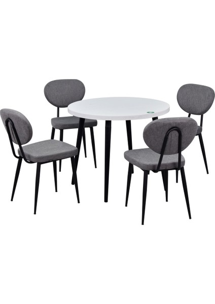 Deniz Sandalye Argos Ahşap Mdf Sabit Yuvarlak Mutfak Masası Takımı - 90 x 90 cm
