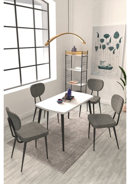 Deniz Sandalye Argos Ahşap Mdf Sabit Mutfak Masası Takımı - 70 x 120 cm