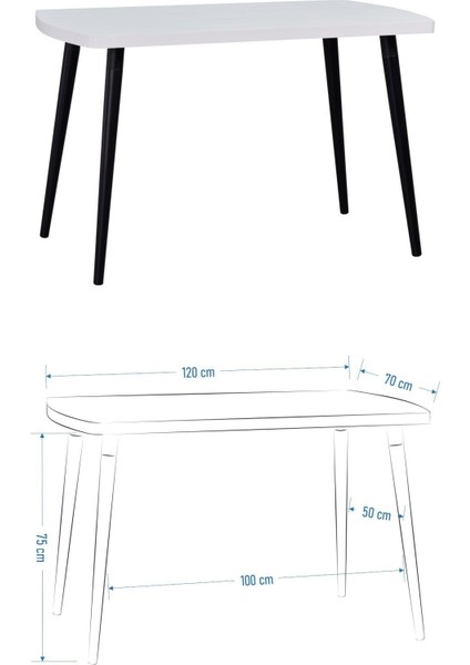 Eames Sandalye-Bank Argos Ahşap Mdf Sabit Mutfak Masası Takımı - 70 x 120 cm