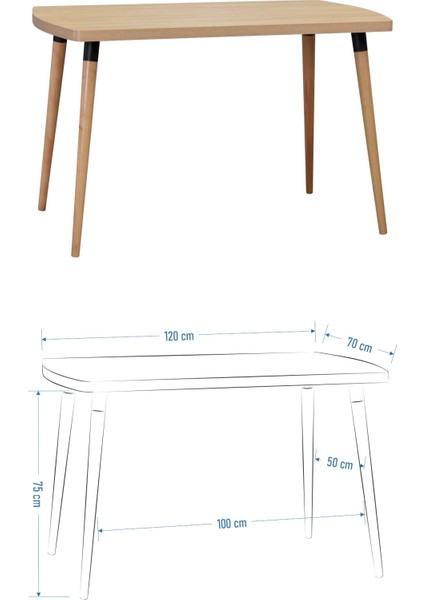 Eames Sandalye-Bank Argos Ahşap Mdf Sabit Mutfak Masası Takımı - 70 x 120 cm