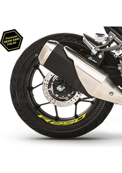 Rks R250 Motosiklet Jant Içi Sticker Etiket Modeli Neon Sarı (Yeşil)