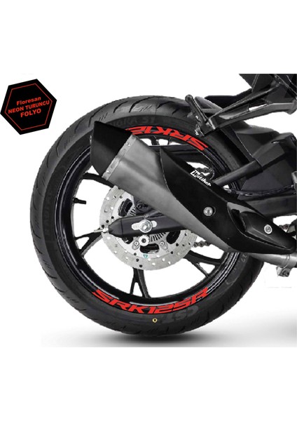 Rks (Qj Motor) Srk 125R Motosiklet Jant Içi Sticker Etiket Modeli Neon Turuncu
