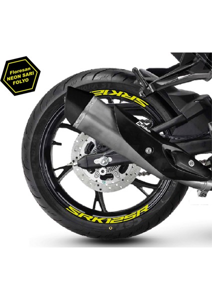 Rks (Qj Motor) Srk 125R Motosiklet Jant Içi Sticker Etiket Modeli Neon Sarı (Yeşil)