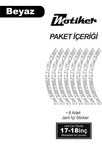 Rks (Qj Motor) Srk 125R Motosiklet Jant Içi Sticker Etiket Modeli Beyaz modelleri