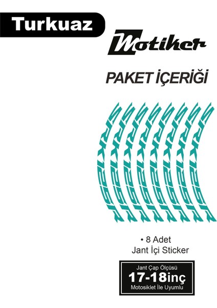 Rks (Qj Motor) Srk 125R Motosiklet Jant Içi Sticker Etiket Modeli Turkuaz