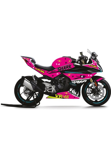 Cfmoto 450SR Köpek Balığı Parçalı Kaplama Sticker Etiket Modeli Pembe
