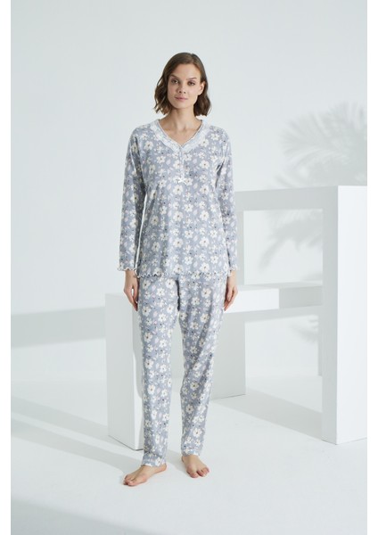 Angelique Pamuk Uzun Kol Kadın Pijama Takımı 21501
