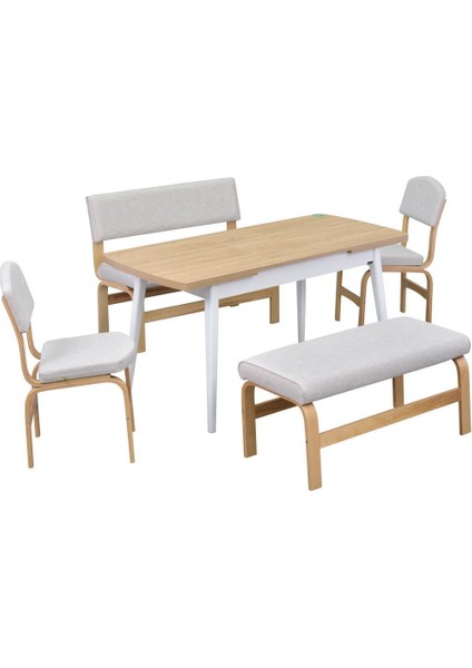 Ege Sandalye-Bank Avanos Ahşap Mdf Açılır Mutfak Masası Takımı - 70 x 120+30 cm