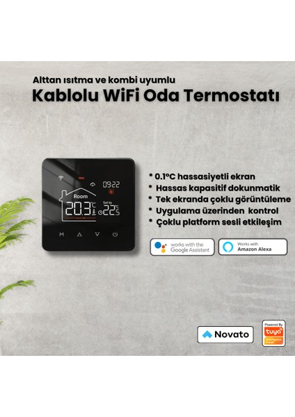 Wifi Kablolu Akıllı Oda Termostatı ( Tuya - Smart Life Uyumlu)