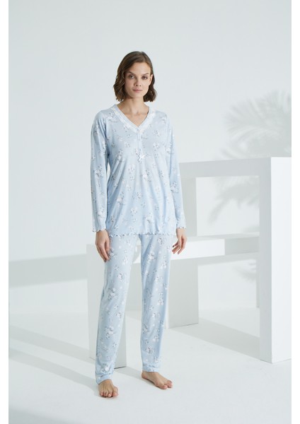 Angelique Pamuk Uzun Kol Kadın Pijama Takımı 21502