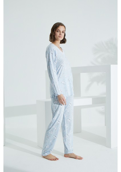 Angelique Pamuk Uzun Kol Kadın Pijama Takımı 21502 modelleri