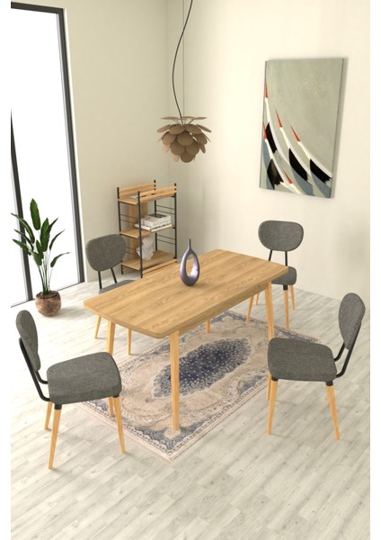 Deniz Sandalye Avanos Ahşap Mdf Açılır Mutfak Masası Takımı - 70 x 120+30 cm
