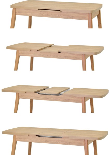 Deniz Sandalye Avanos Ahşap Mdf Açılır Mutfak Masası Takımı - 70 x 120+30 cm