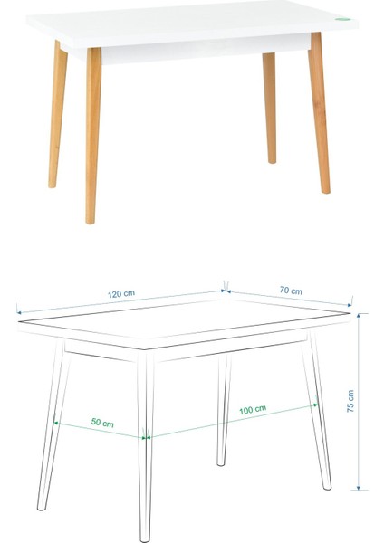 Deniz Sandalye Avanos Ahşap Mutfak Masası Takımı - 70 x 120 cm fırsatları