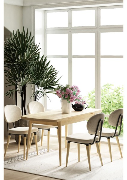 Deniz Sandalye Golf Ahşap Mdf Açılır Mutfak Masası Takımı - 70 x 120+30 cm