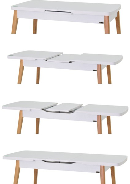 Deniz Sandalye Avanos Ahşap Mdf Açılır Mutfak Masası Takımı - 70 x 120+30 cm