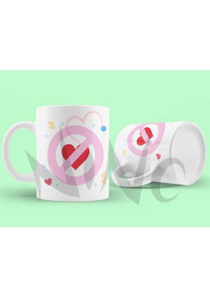 Aşk Giremez Sevgililer Günü Temalı Hediyelik Baskılı Kupa Bardak modelleri