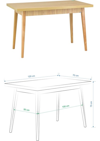 Deniz Sandalye Avanos Ahşap Mutfak Masası Takımı - 70 x 120 cm fırsatları