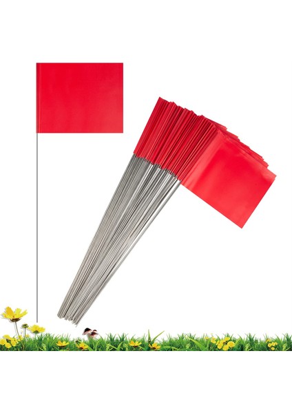 50 Paket Işaretleme Bayrakları, Kırmızı Bahçe Bayrakları 15X4X5 Inç, Işaret Bayrakları, Çim Bayrakları Işaretleyicileri, Sulama Bayrakları, Peyzaj Bayrakları (Yurt Dışından)