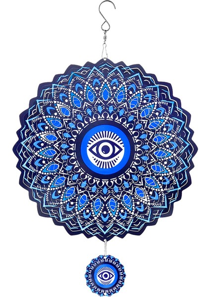 Mandala Göz Rüzgar Döndürücü Metal 3D Dönen Rüzgar Çanları Lüks Sanat Bahçe Asılı Açık Hava Dekorasyonu (Yurt Dışından)
