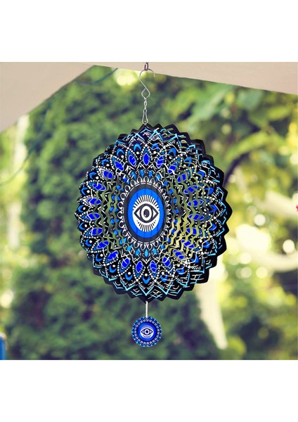 Mandala Göz Rüzgar Döndürücü Metal 3D Dönen Rüzgar Çanları Lüks Sanat Bahçe Asılı Açık Hava Dekorasyonu (Yurt Dışından)