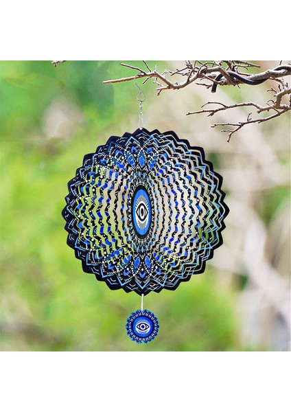 Mandala Göz Rüzgar Döndürücü Metal 3D Dönen Rüzgar Çanları Lüks Sanat Bahçe Asılı Açık Hava Dekorasyonu (Yurt Dışından)