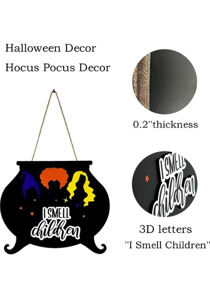 Cadılar Bayramı Hocus Pocus Kapı Tabelası Bt'nin Hepsi Bir Grup Hocus Pocus Ön Kapı Cadılar Bayramı Ahşap Kapı Için Asma Tabelası (Yurt Dışından)