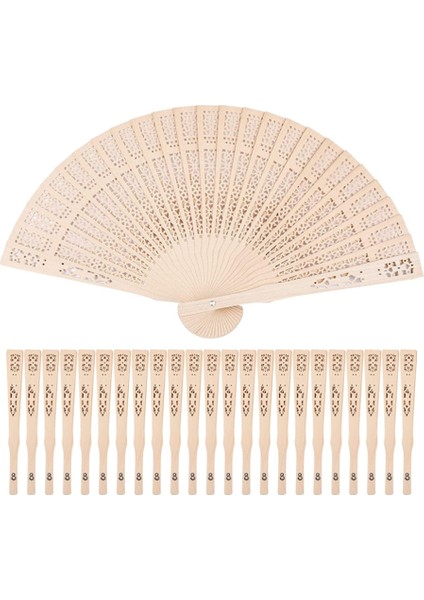 24 Paket Sandal Ağacı Yelpazesi, Ahşap Katlanır Yelpazesi, Çin Sandal Ağacı Kişisel Elde Tutulan Ajurlu Ahşap Yelpazesi Düğünler, Doğum Günleri Için (Yurt Dışından)