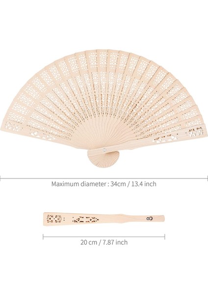 24 Paket Sandal Ağacı Yelpazesi, Ahşap Katlanır Yelpazesi, Çin Sandal Ağacı Kişisel Elde Tutulan Ajurlu Ahşap Yelpazesi Düğünler, Doğum Günleri Için (Yurt Dışından)