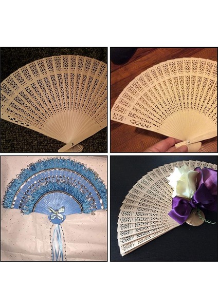 24 Paket Sandal Ağacı Yelpazesi, Ahşap Katlanır Yelpazesi, Çin Sandal Ağacı Kişisel Elde Tutulan Ajurlu Ahşap Yelpazesi Düğünler, Doğum Günleri Için (Yurt Dışından)