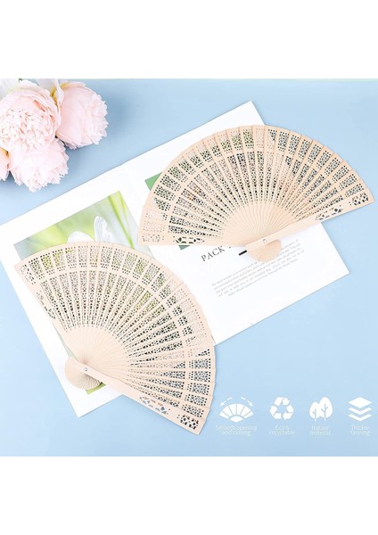 24 Paket Sandal Ağacı Yelpazesi, Ahşap Katlanır Yelpazesi, Çin Sandal Ağacı Kişisel Elde Tutulan Ajurlu Ahşap Yelpazesi Düğünler, Doğum Günleri Için (Yurt Dışından)