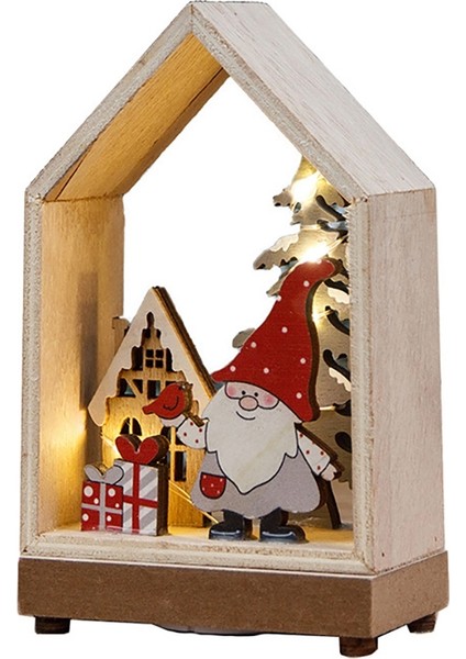 Orman Noel Baba Parlayan Kulübe Ahşap Masaüstü Süsleri Ev Masaüstü Dekorasyonu Sanat El Sanatları Sahne Malzemeleri Öğesi Için Yaratıcı Dekor, A (Yurt Dışından)
