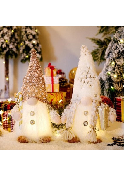 2 Noel Cücesi Seti, Işıklı Noel Cüceleri Figürler Peluş Noel Süslemeleri - Beyaz Kış Tatili Cüceler (Yurt Dışından) fiyatları
