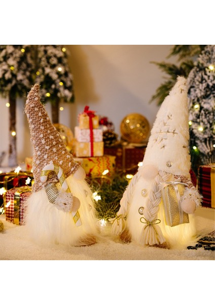 2 Noel Cücesi Seti, Işıklı Noel Cüceleri Figürler Peluş Noel Süslemeleri - Beyaz Kış Tatili Cüceler (Yurt Dışından) modelleri