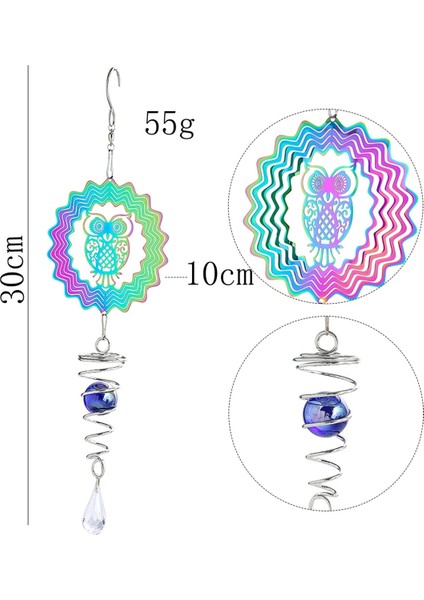 Peri Kinetik Gradyan Renkli Rüzgar Döndürücü Heykel 3D Rüzgar Çanları Güneş Yakalayıcı Gaz Topu Spiral Kuyruk Sabitleyici (Yurt Dışından) fırsatları
