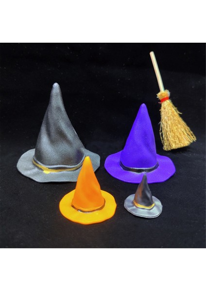Mini Cadı Şapkası Cadılar Bayramı Dekoru Minyatür Şapkalar Küçük Pasta Için Küçük Süs Ev Plastik Dekorlar El Sanatları Dekorasyon (Yurt Dışından) fiyatları