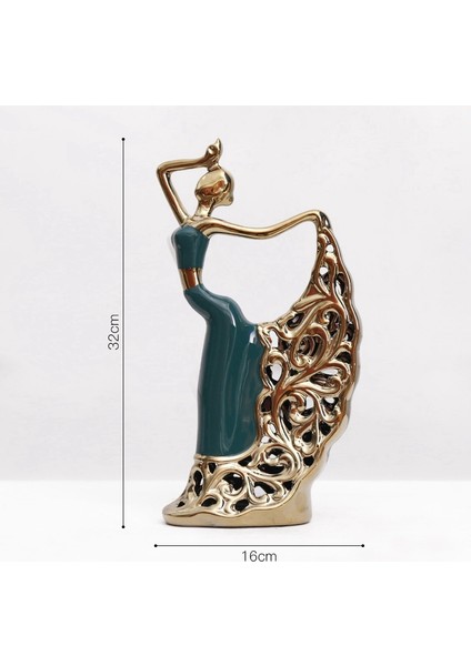 Ev Dekorasyon Aksesuarları Dansçı Figürleri Tavuskuşu Sanat Süsü Heykel Seramik Heykel Modeli (Koyu Mavi) (Yurt Dışından) fırsatları