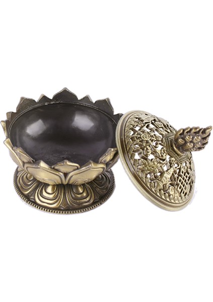 Lotus Tütsü Duman Konisi Aroma Brülör Tutucu Soba Geri Akış Buhurdan Dekor-Bronz (Yurt Dışından)