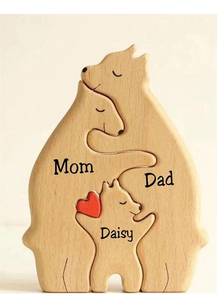 Ahşap Ayı Aile Heykeli Aile Sanat Bulmaca Masaüstü Süsleme Aile Kalp Bulmaca Ev Dekorasyon Anneler Günü Hediyesi, A (Yurt Dışından) fiyatları