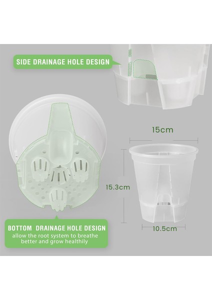 6 Inç Şeffaf Plastik Bahçe Saksıları Kendiliğinden Sulama Saksıları, 5'li Paket Derin Hazneli Plastik Fidanlık Saksıları (Yurt Dışından)