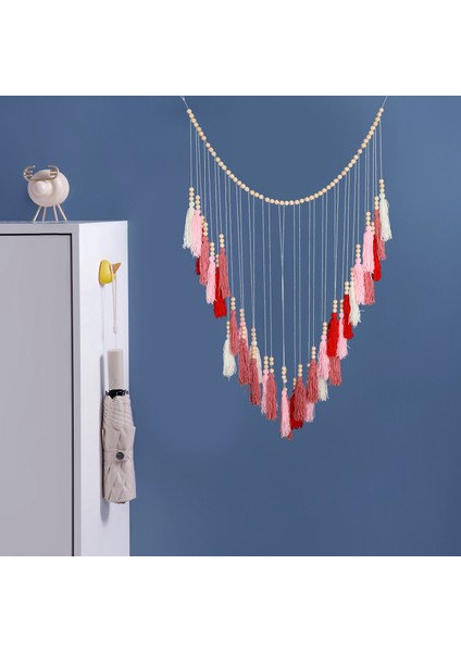 Büyük Püskül Duvar Süsü, Ahşap Boncuklu Boho Iplik Püskül Çelenk, Bebek Odası Dekoru (Pembe Seri) (Yurt Dışından) indirimleri