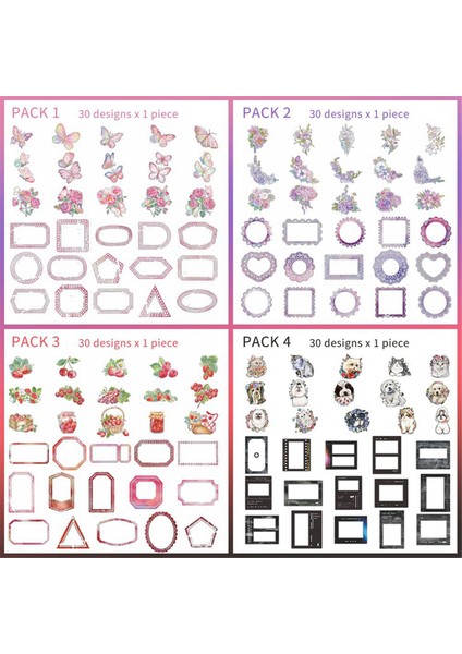 4packs Scrapbook Sticker Fotoğraf Çerçevesi Sticker Dıy Fotoğraf Albümü Scrapbooking Ev Yapımı Günlük Hediye Not Defteri Günlükler Sanatlar (Yurt Dışından) fiyatları